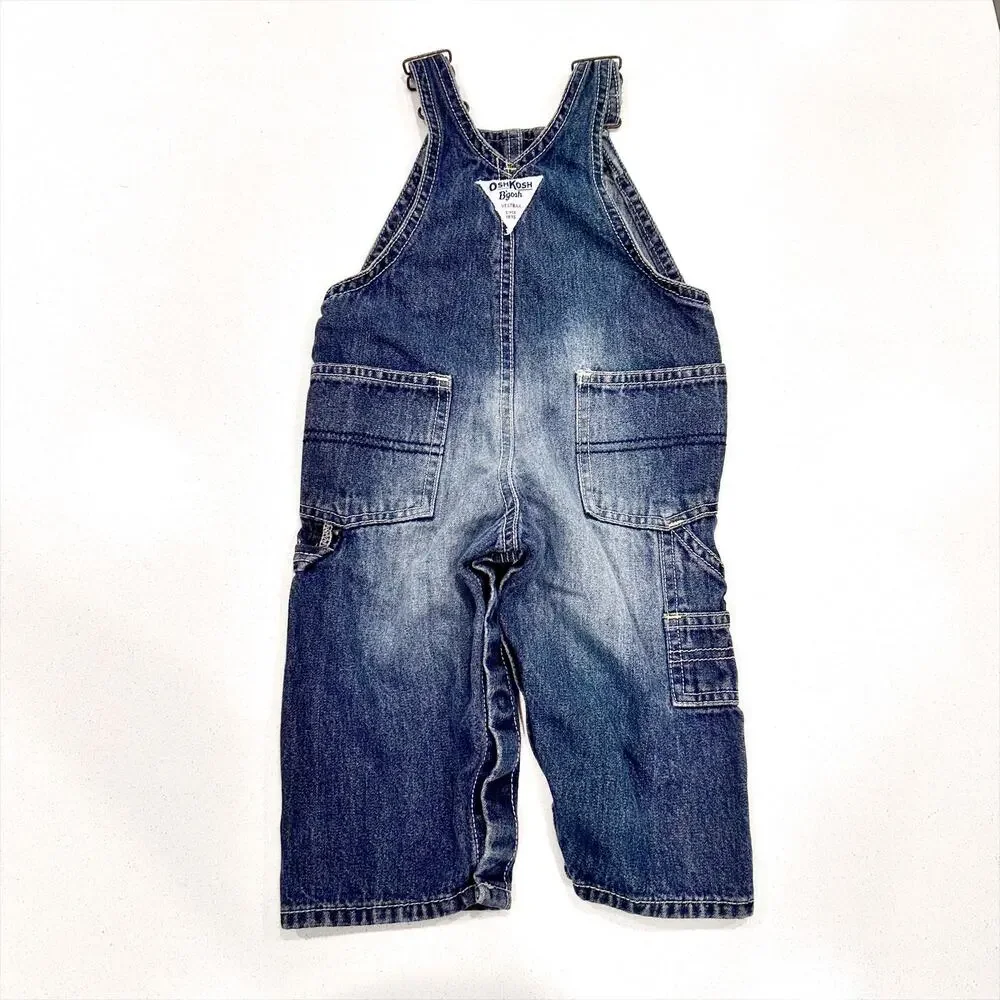 OshKosh B'Gosh Baby Blue Denim Jean Overalls sz 9 months